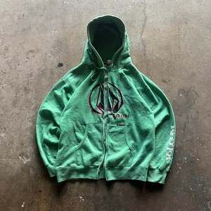 Vintage Y2K Volcom Zip Up Hoodie Green Grunge Skate Style Size Medium
